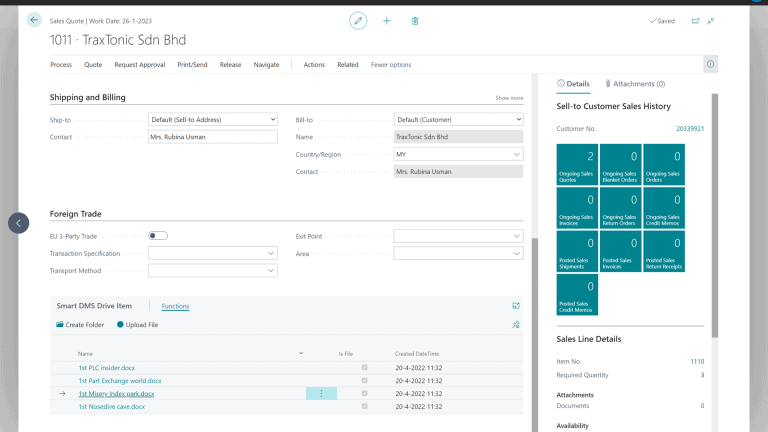 SmartDMS in D365 Business Central bedrijfsdata